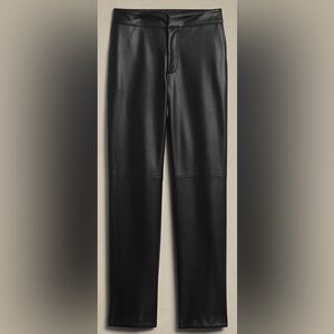 Banana Republic Black Straight Leg Vegan Leather Pants